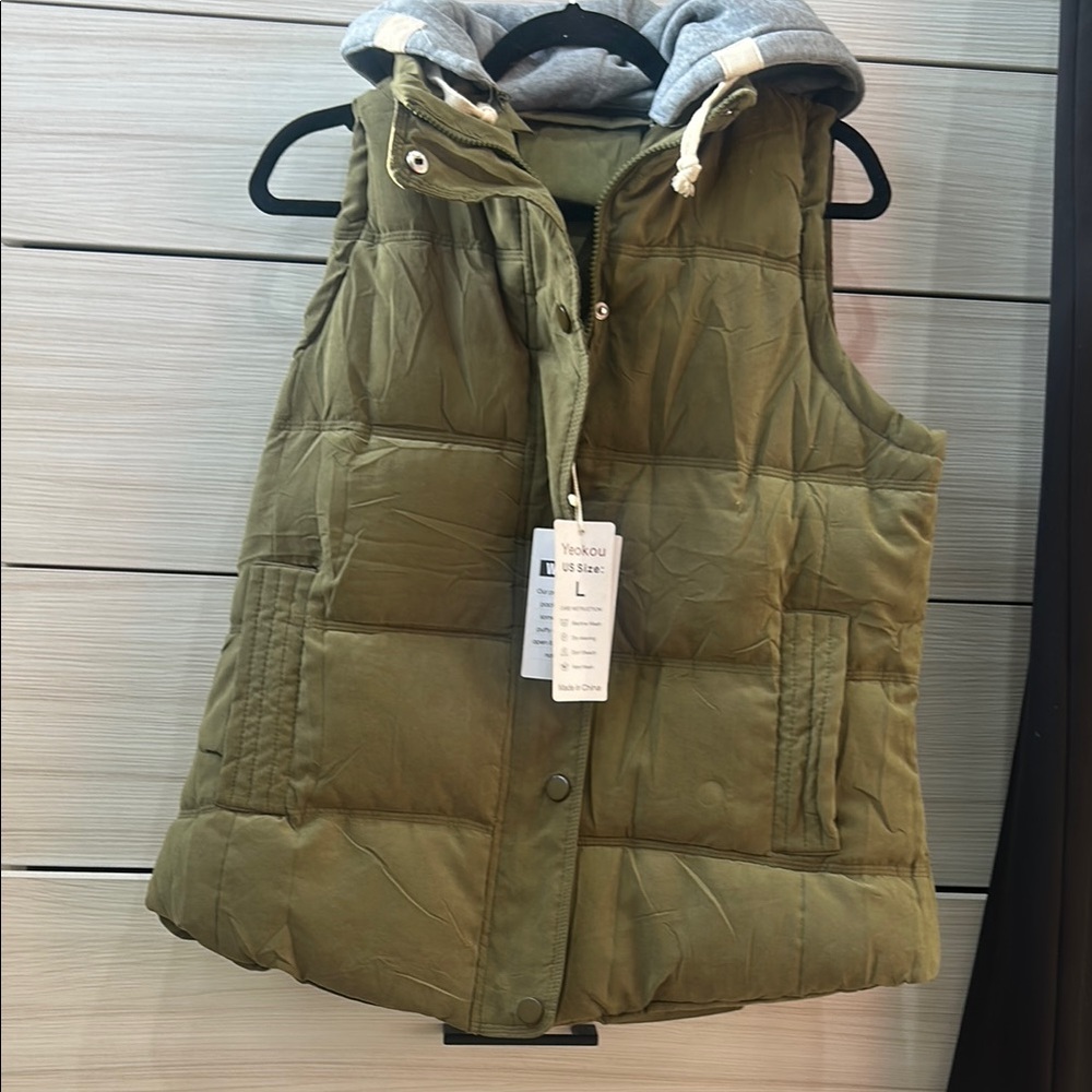 Kids Olive Green Hooded Vest